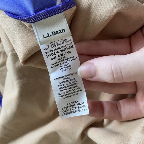 NWT LL Bean Womens 22W Plus Cobalt Blue Tankini Swim Top Coral Floral Padded - Picture 7 of 9